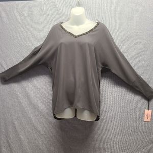 Juicy Couture Cold Shoulder Top With Rhinestone V-Neck,Long Sleeve,NWT M…